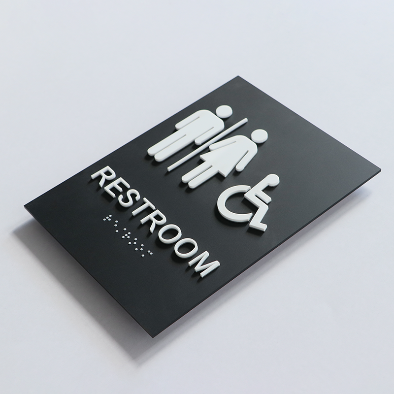 Tactile ADA Braille Restroom Signs - All-Gender & Handicap Accessible Washroom Signage