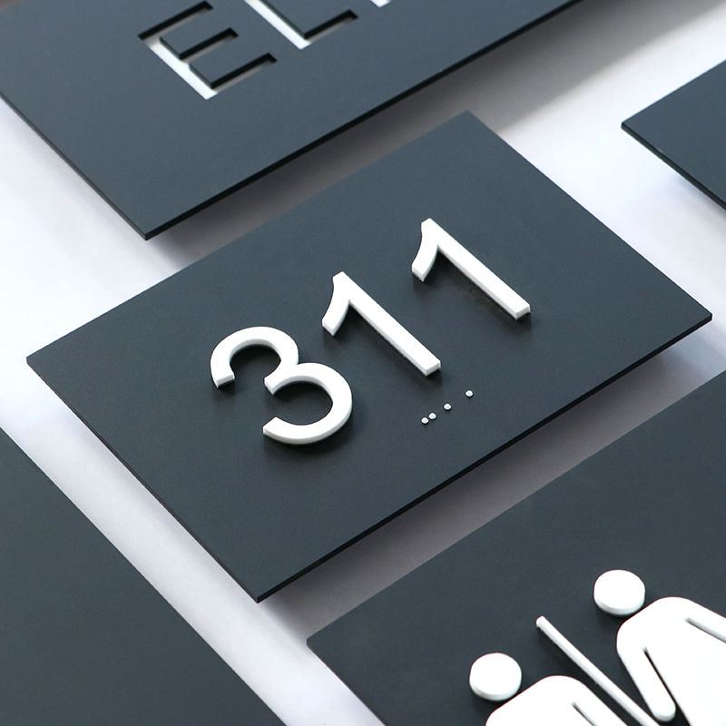 Premium Acrylic ADA Braille Room Number Signs - Grade 2 Tactile Compliant