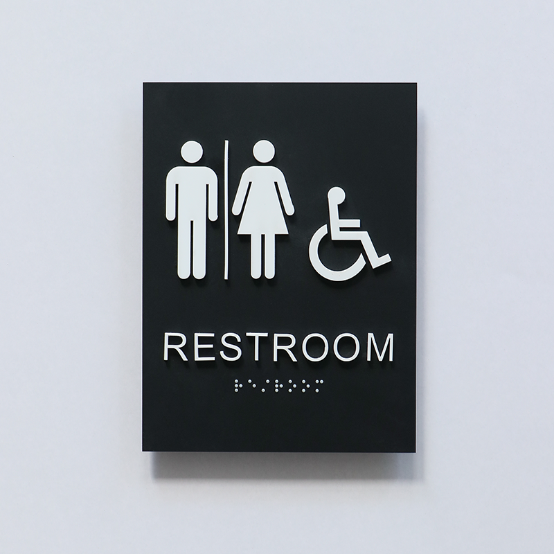 Tactile ADA Braille Restroom Signs - All-Gender & Handicap Accessible Washroom Signage