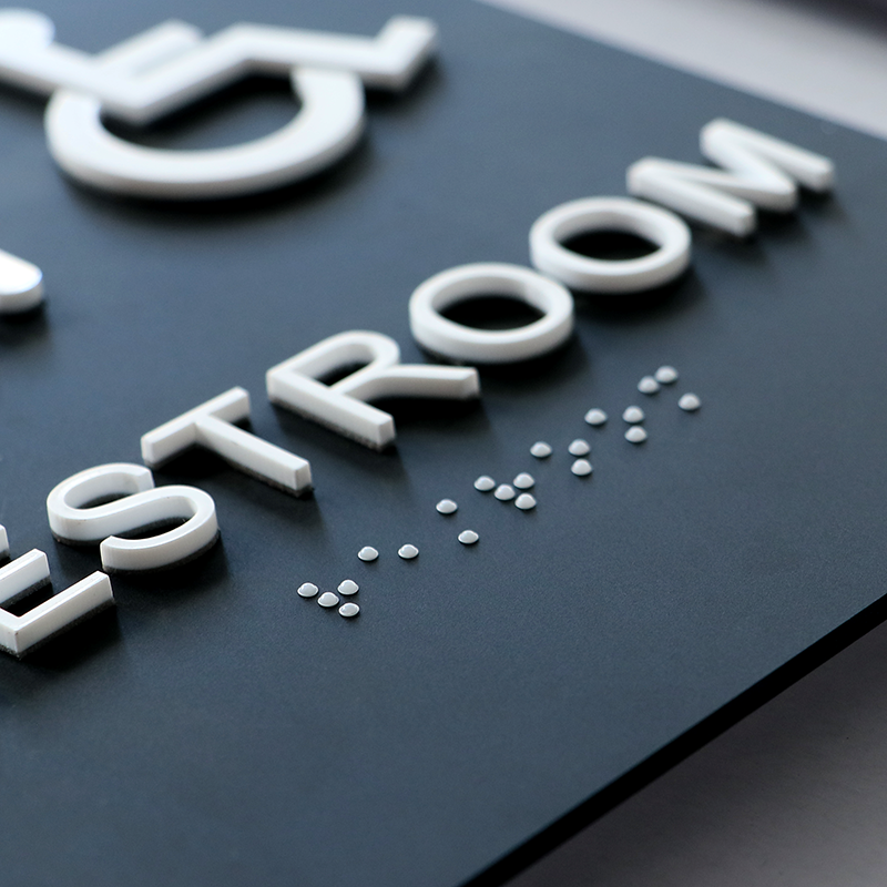 Tactile ADA Braille Restroom Signs - All-Gender & Handicap Accessible Washroom Signage