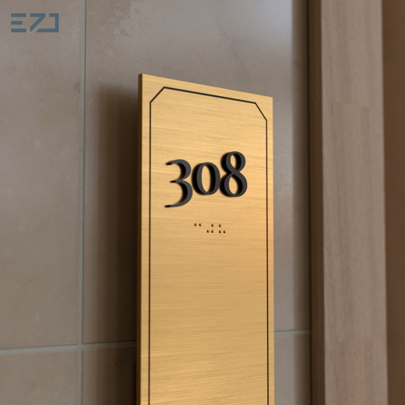 Modern 3D Acrylic & Metal Hotel Room Sign - Integrated LED & Guest Service Indicators
