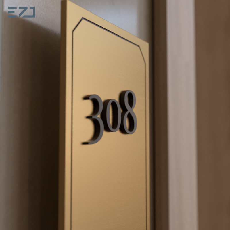 Modern 3D Acrylic & Metal Hotel Room Sign - Integrated LED & Guest Service Indicators