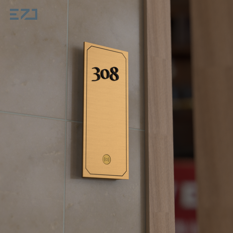 Modern 3D Acrylic & Metal Hotel Room Sign - Integrated LED & Guest Service Indicators