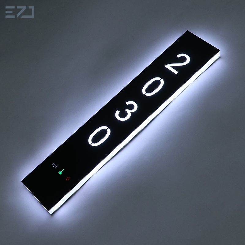 Smart Electronic Hotel Door Number Plate - Brushed Metal with LED DND/MUR Icons