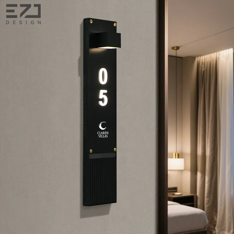 Stainless Steel Smart Hotel Door Plates - Integrated Doorbell & LED Status Signs