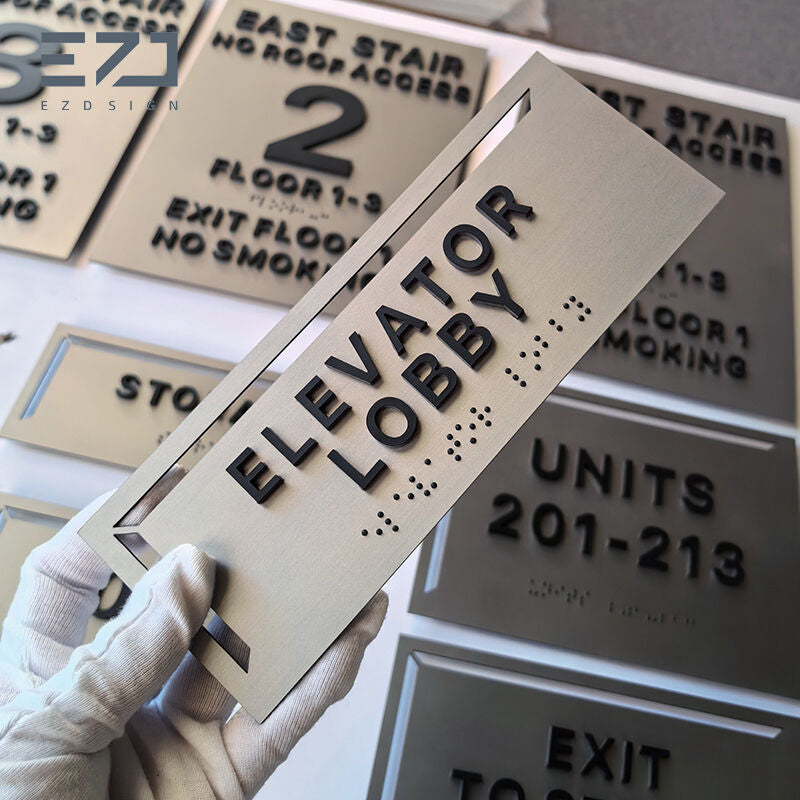 EZD Sign - Stainless steel Braille sign - B2B Hospitality Signage Manufacturer