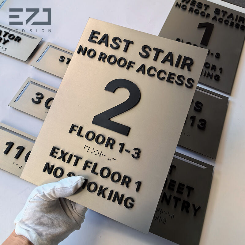 Contrast Stainless Steel Braille Signs - Hybrid Polymer Dot Wayfinding