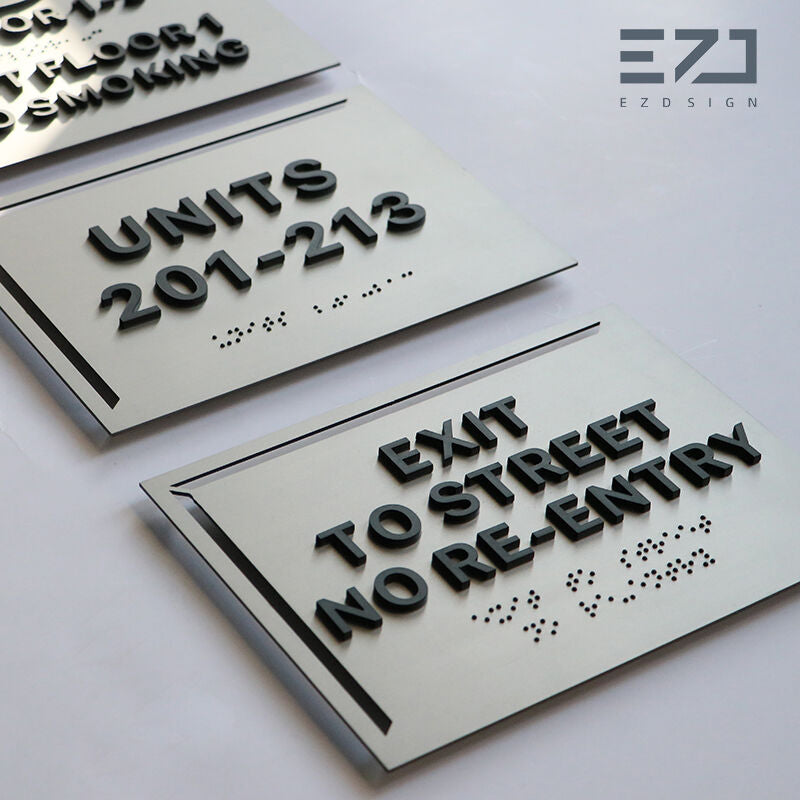 Contrast Stainless Steel Braille Signs - Hybrid Polymer Dot Wayfinding