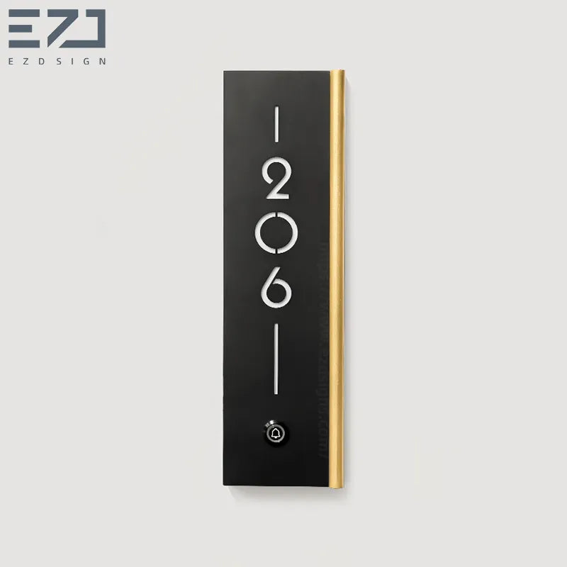 EZD Sign - Champagne Gold Hotel Room Number Plate - B2B Hospitality Signage Manufacturer