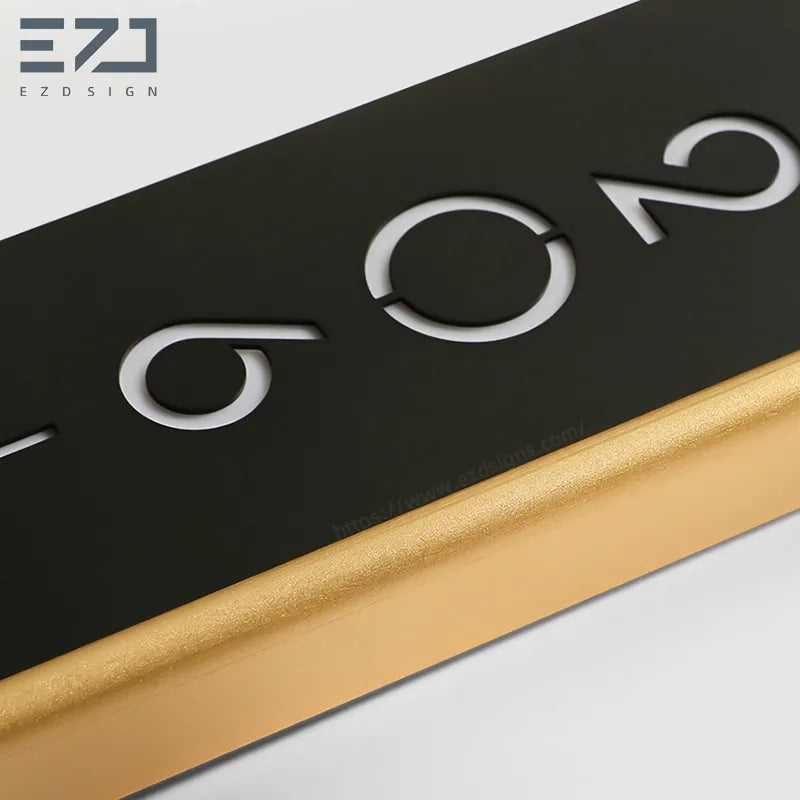 EZD Sign - Champagne Gold Hotel Room Number Plate - B2B Hospitality Signage Manufacturer