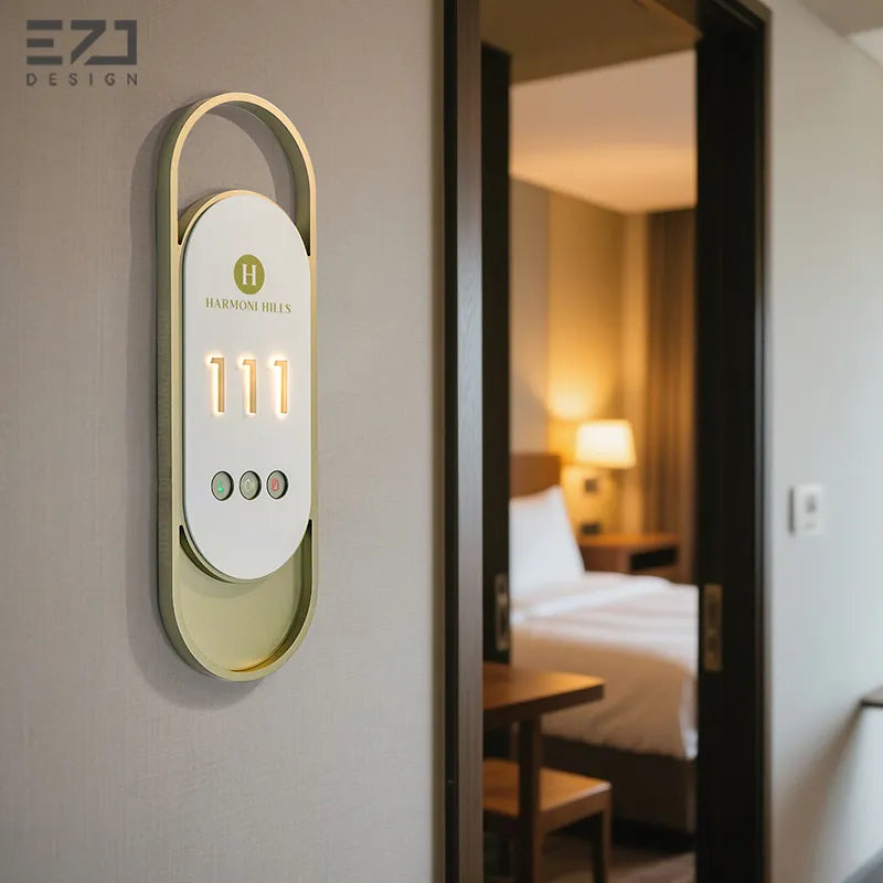 Modern Illuminated Hotel Room Signs - Aluminum Frame & Acrylic Backlit Signage
