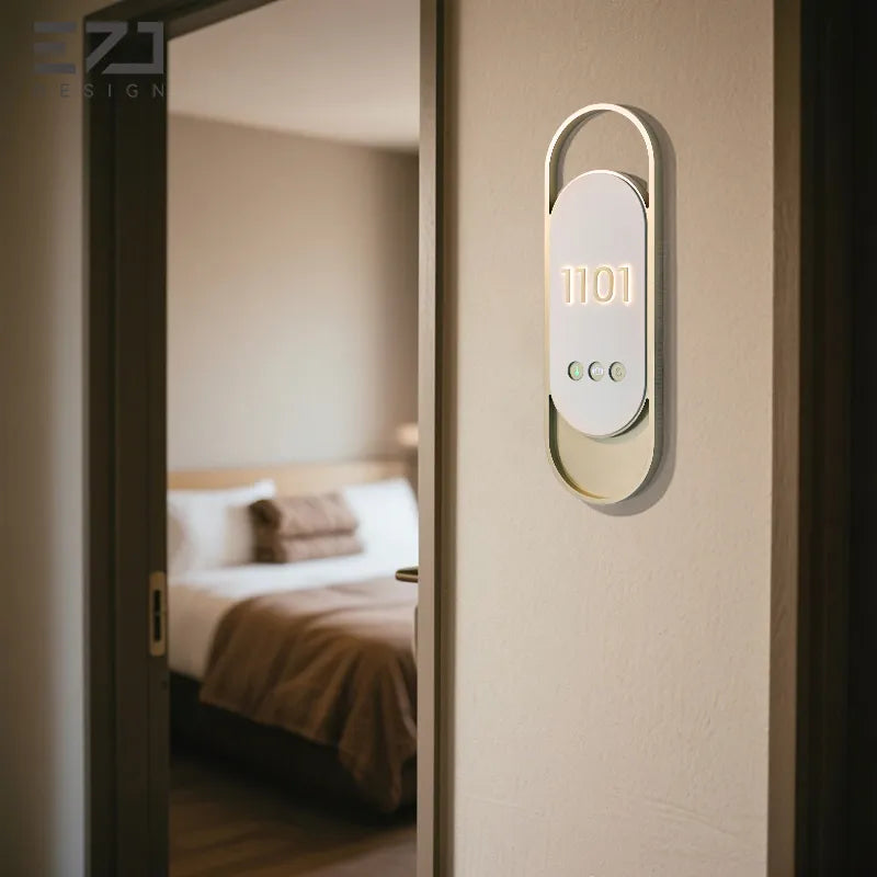 Modern Illuminated Hotel Room Signs - Aluminum Frame & Acrylic Backlit Signage