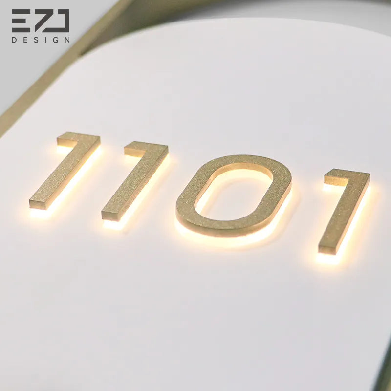 Modern Illuminated Hotel Room Signs - Aluminum Frame & Acrylic Backlit Signage