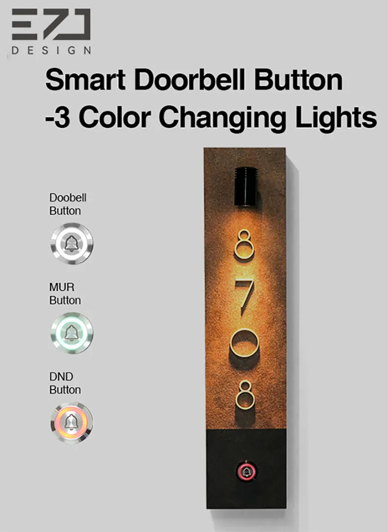 Smart LED Hotel Room Identification Sign - Integrated DND/MUR & Doorbell System