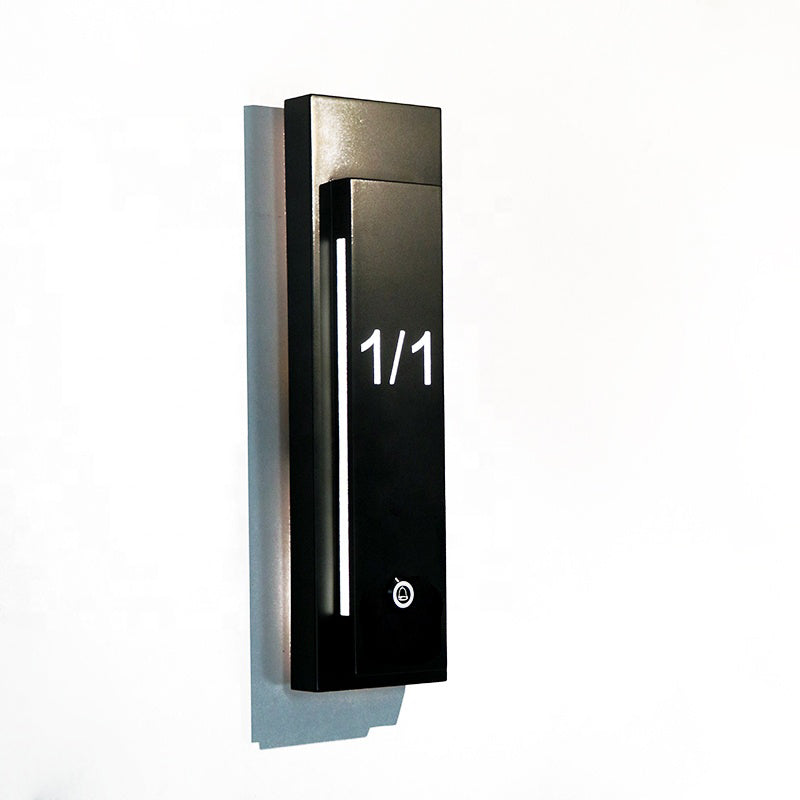 Black room number sign with optional custom doorbell button