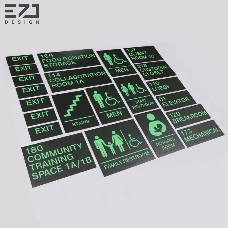 Custom Painted Acrylic ADA Braille Signs - Wayfinding System Design & Production