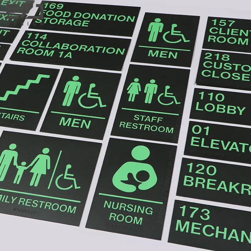 Custom Painted Acrylic ADA Braille Signs - Wayfinding System Design & Production