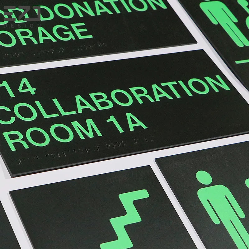 Custom Painted Acrylic ADA Braille Signs - Wayfinding System Design & Production